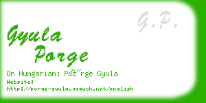 gyula porge business card